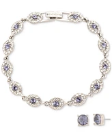 Givenchy Mixed Crystal Flex Bracelet & Stud Earrings Set