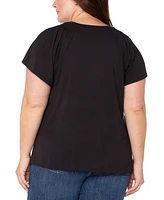 Liverpool Plus V-Neck Flutter Sleeve Top