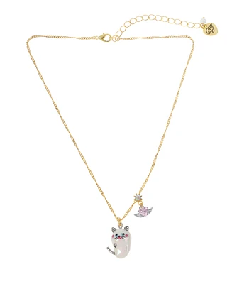 Betsey Johnson Faux Stone Critters Cat Pendant Necklace