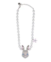 Betsey Johnson Faux Stone Spring Bunny Pendant Cultivated Pearl Necklace