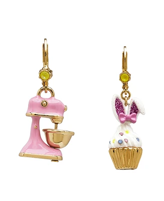 Betsey Johnson Faux Stone Spring Bunny Cupcake Mismatch Earrings