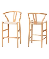 Baxton Studio 2-Pc. Finished Wood Paxton Modern and Contemporary Bar Stool Set