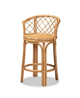 bali & pari 21" Rattan Orchard Modern Bohemian Counter Stool