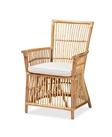 bali & pari 23.7" Upholstered and Rattan Rose Modern Bohemian Armchair