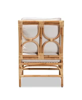 bali & pari 23.6" Upholstered and Rattan Brandon Modern Bohemian Armchair