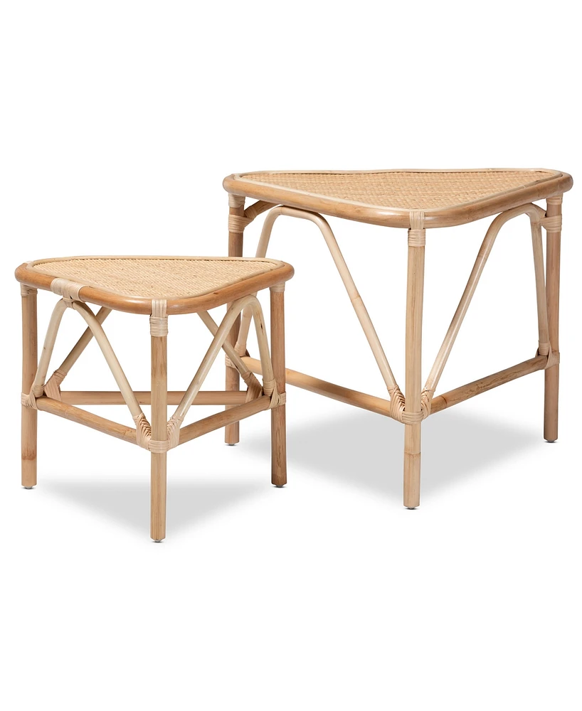 bali & pari 2-Pc. Finished Rattan Jayden Modern Bohemian End Table Set