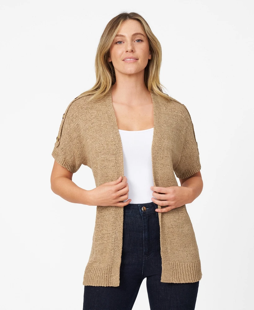 Cable & Gauge Women's Tape Yarn Knit Open Front Cardigan