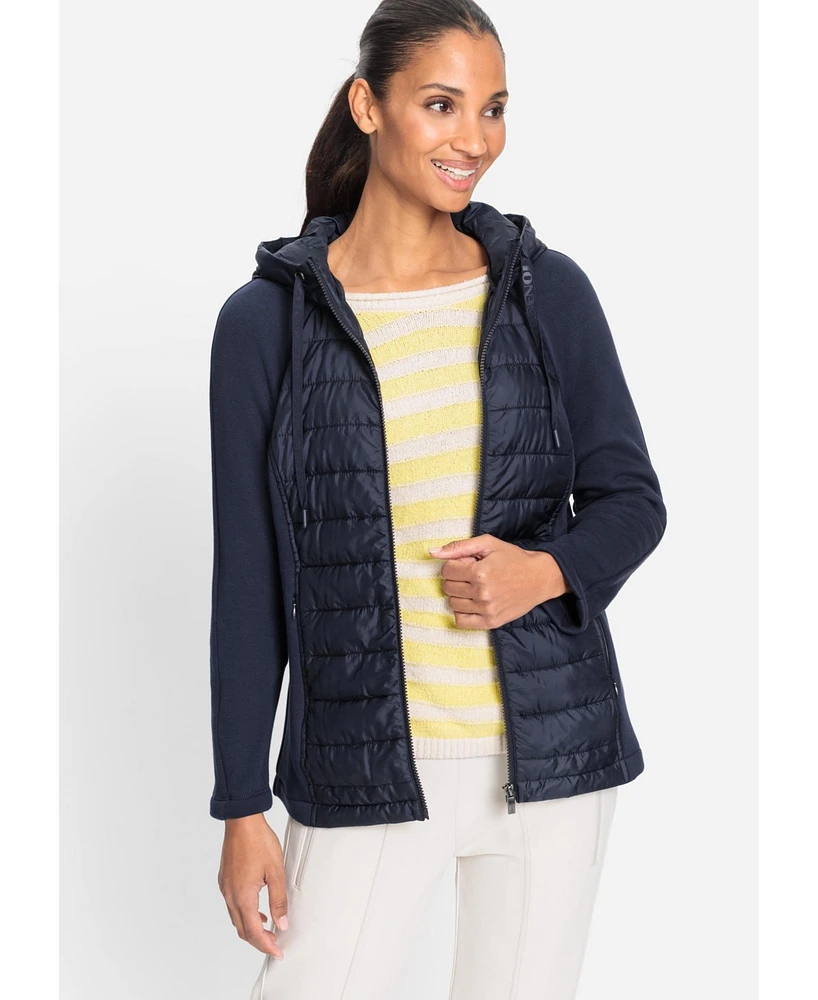 Olsen Women's Mixed Media Hooded Jacket