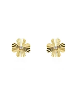 The Lovery Fluted Gold Four Leaf Clover Stud Earrings 14K Gold