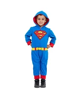 Justice League Boys Dc Comics Zip Up Pajama Coverall Cape and Mask 3 Piece Costume Set