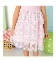 Sweet Wink Toddler Girls Pink Ditsy Daisy Easter Tiered Short Sleeve Tutu Dress