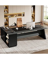 Tribesigns L-Shaped Executive Desk, 78" Modern Office Desk with Drawers and Lateral File Cabinet, Large Computer Storage Shelves, Workstatio