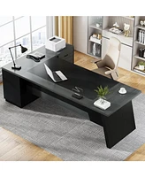 Tribesigns L-Shaped Executive Desk, 78" Modern Office Desk with Drawers and Lateral File Cabinet, Large Computer Storage Shelves, Workstatio