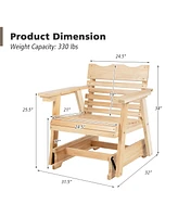 2 Pcs Patio Outdoor Wood Slat Rocking Chair Porch Rocker Curved Seat 330 Lbs