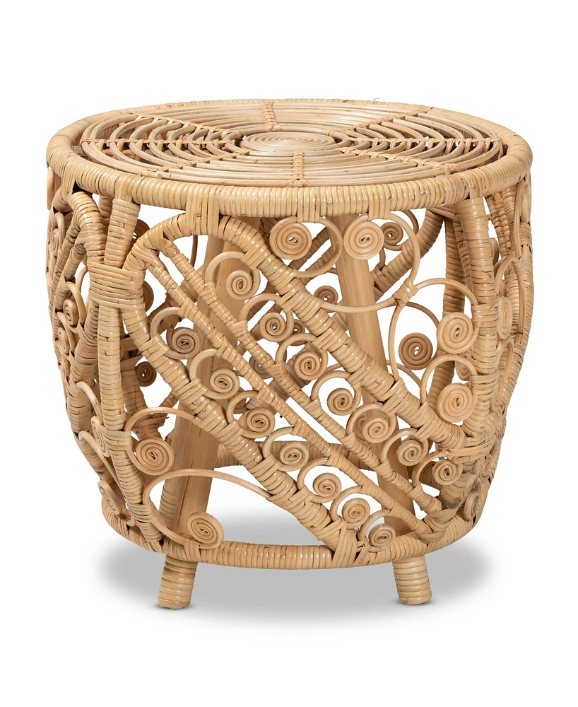 bali & pari 20.5" Finished Rattan Saranna Modern Bohemian End Table