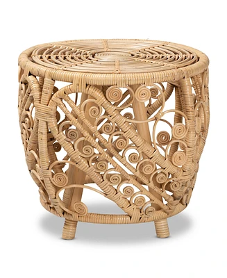 bali & pari 20.5" Finished Rattan Saranna Modern Bohemian End Table