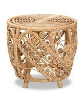 bali & pari 20.5" Finished Rattan Saranna Modern Bohemian End Table