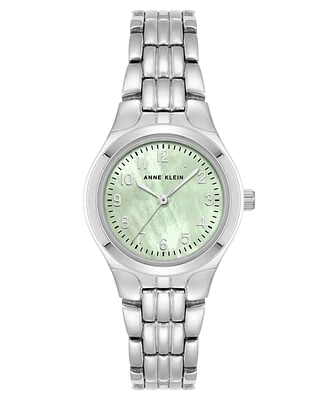 Anne Klein Women's Quartz Mint and Silver-Tone Metal Alloy Classic Easy to Read Dial Watch, 26mm