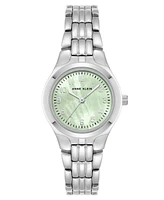 Anne Klein Women's Quartz Mint and Silver-Tone Metal Alloy Classic Easy to Read Dial Watch, 26mm