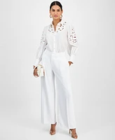 I.n.c. International Concepts Women's Eyelet Cotton Blouse, Exclusively at Macy's