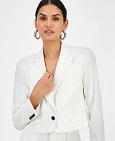 I.n.c. International Concepts Women's Pinstriped Cropped Blazer, Exclusively at Macy's