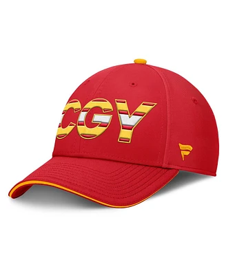 Fanatics Men's Red/Gold Calgary Flames Authentic Pro Rink Team Code Flex Hat