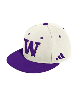 Adidas Men's Cream Washington Huskies On-Field Fitted Baseball Hat
