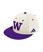 Adidas Men's Cream Washington Huskies On-Field Fitted Baseball Hat