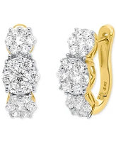 Forever Grown Diamonds Lab Grown Diamond Triple Cluster Statement Earrings (2 ct. t.w.) in Sterling Silver or 14k Gold-Plated Sterling Silver