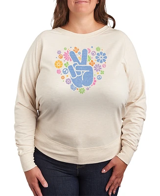 Hybrid Apparel Plus Pastel Peace Sign Graphic Pullover T-Shirt