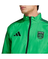 Adidas Men's Green/White Austin Fc 2025 Anthem Reversible Full-Zip Jacket