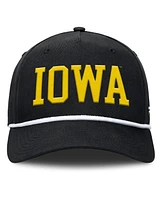 Fanatics Men's Black Iowa Hawkeyes Foul Ball Rope Adjustable Hat