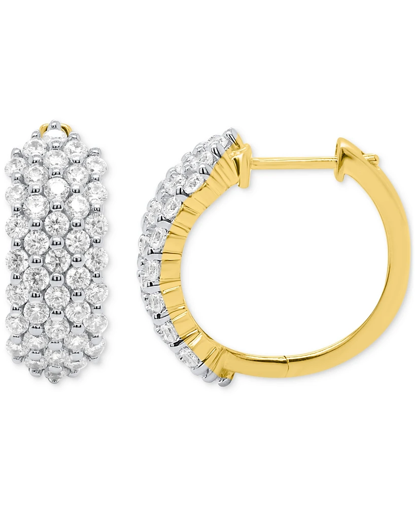 Forever Grown Diamonds Lab Diamond Cluster Small Hoop Earrings (2 ct. t.w.) Sterling Silver or 14k Gold-Plated