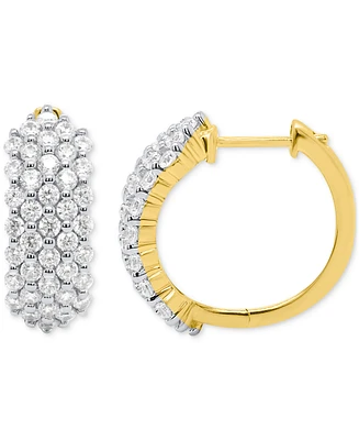 Forever Grown Diamonds Lab Diamond Cluster Small Hoop Earrings (2 ct. t.w.) Sterling Silver or 14k Gold-Plated