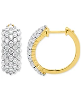 Forever Grown Diamonds Lab Diamond Cluster Small Hoop Earrings (2 ct. t.w.) Sterling Silver or 14k Gold-Plated