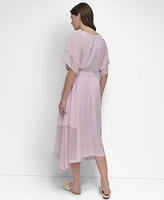 Dkny Women's Handkerchief Hem Mixed Media Maxi Skirt