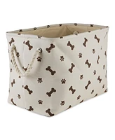 Bone Dry Collapsible Pet Storage Bin with Rope Handles Paw/Bone Print