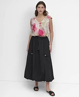 Dkny Women's Floral-Print V-Neck Cap-Sleeve Top