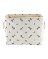 Bone Dry Collapsible Pet Storage Bin with Rope Handles Paw/Bone Print