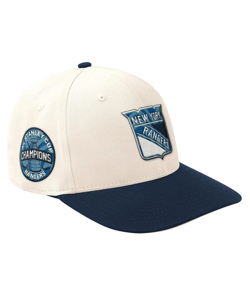Starter Men's Cream/Navy New York Rangers Blue Wave Classic Adjustable Hat