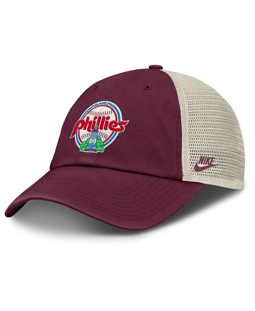 Nike Men's Burgundy/Natural Philadelphia Phillies Cooperstown Collection Club Trucker Adjustable Hat