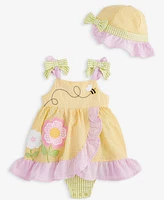 Blueberi Boulevard Baby Girls Seersucker Sunsuit Dress & Hat, 2 Piece Set
