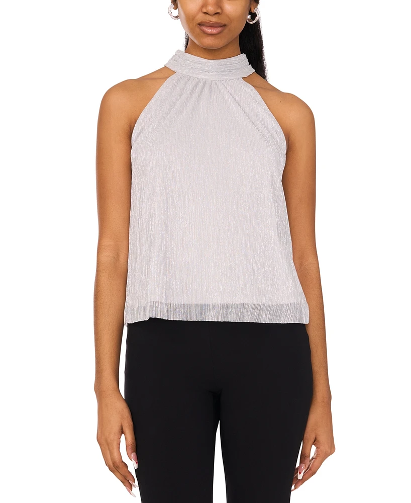Msk Petite Metallic Jersey Back-Tie Halter Top
