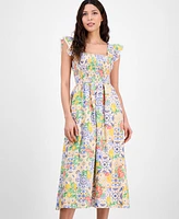 Anne Klein Women's Printed Cotton Sleeveless Midi Dress
