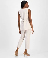 Bar Iii Womens Striped Straight Leg Pants Square Neck Vest Exclusively At Macys
