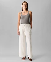 Calvin Klein Women's Linen-Blend Wide Leg Drawstring Pants
