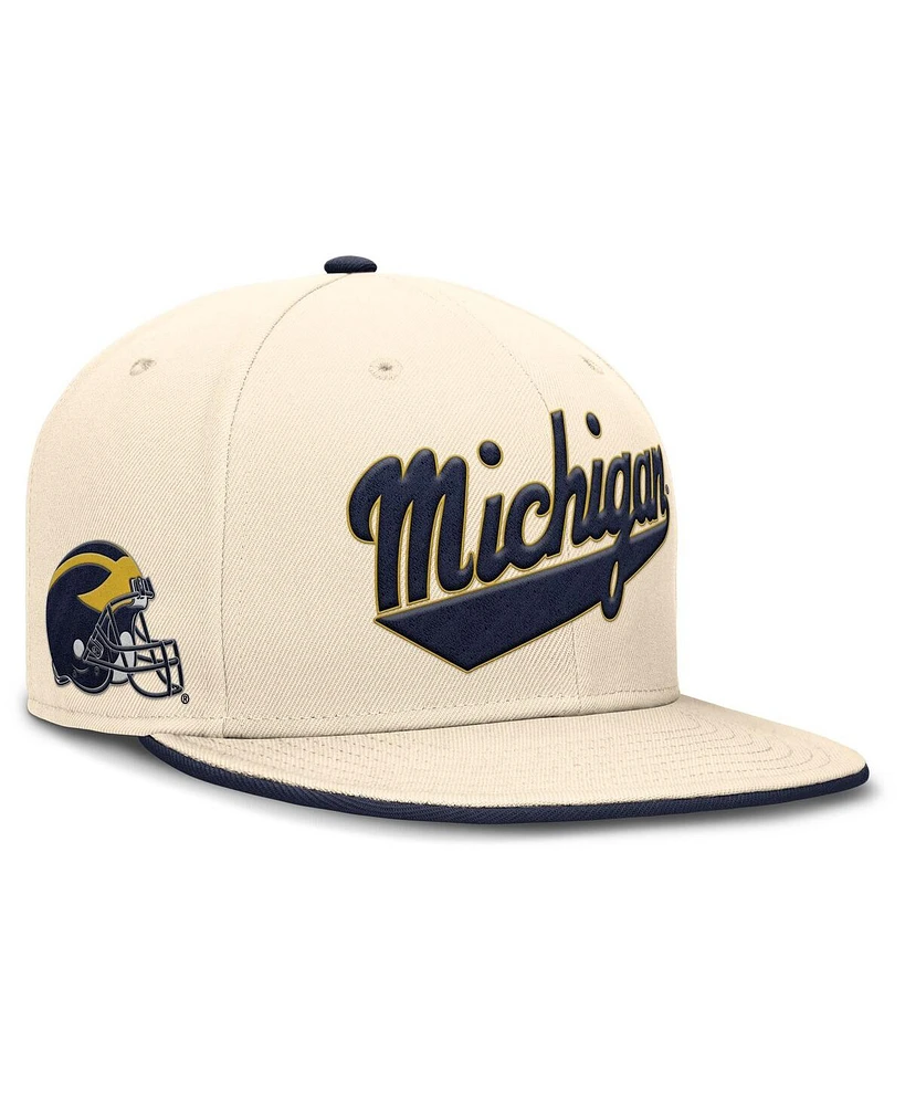 Jordan Men's Natural Michigan Wolverines Primetime True Performance Fitted Hat