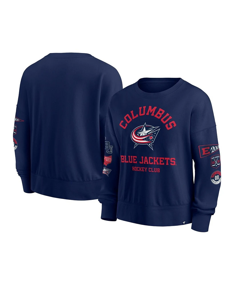 Fanatics Women's Navy Columbus Blue Jackets Go Team Pullover Sweatshirt