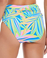 Bleu by Rod Beattie Women's On The Bright Side Printed High-Waist Sarong Bikini Bottoms