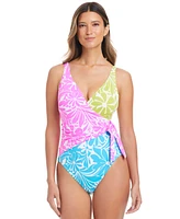 Bleu by Rod Beattie Women's Sock It To Me Printed Surplice-Front One-Piece Swimsuit
